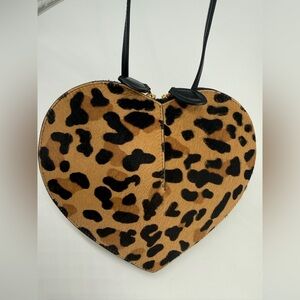 Alaia Le Coeur Leopard Print Heart Calf Hair Crossbody Bag